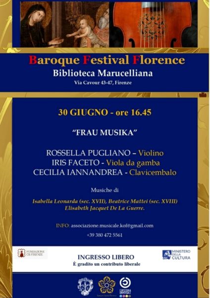 Frau Musika alla Biblioteca Marucelliana per la rassegna "Baroque Festival Florence"