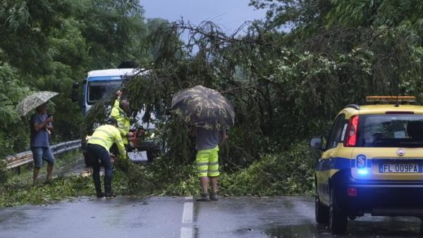 Bufera lampo, viabilità in tilt.  'Strage' di alberi lungo le strade, pali abbattuti e tetti scoperchiati