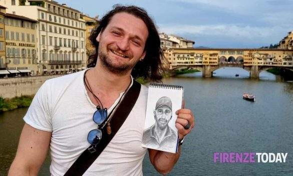 Artista regala ritratti sui Lungarni Un gesto umano che condivide