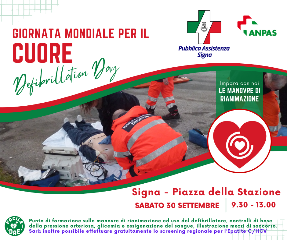 Giornata mondiale del cuore, impara a usare il defibrillatore con la Pubblica Assistenza di Signa