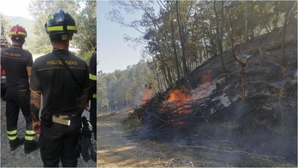 Incendio minaccia montagna pistoiese e case: intervento con diversi elicotteri