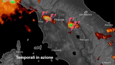 Temporali isolati colpiscono Lucca ed Arezzo, meteo Toscana flash.