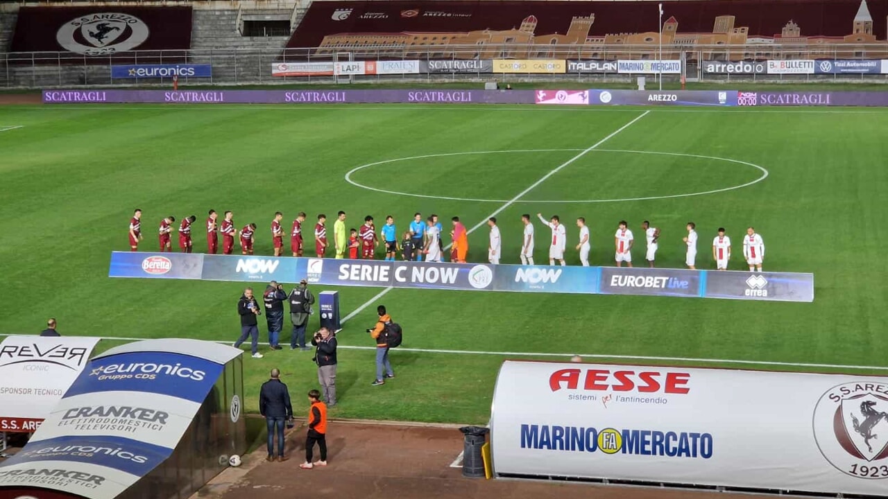 Arezzo-Gubbio termina in parità nel match di Serie C.