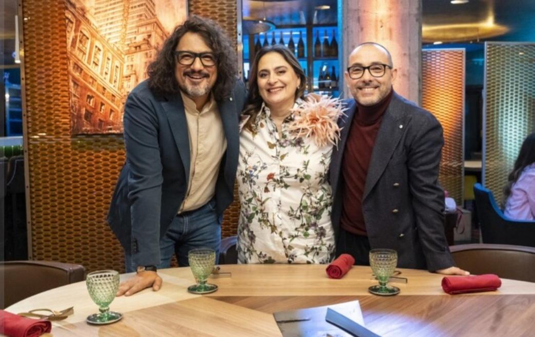 Chef famoso Alessandro Borghese ospite su Tv8 con il sommelier Riccardo Monco.