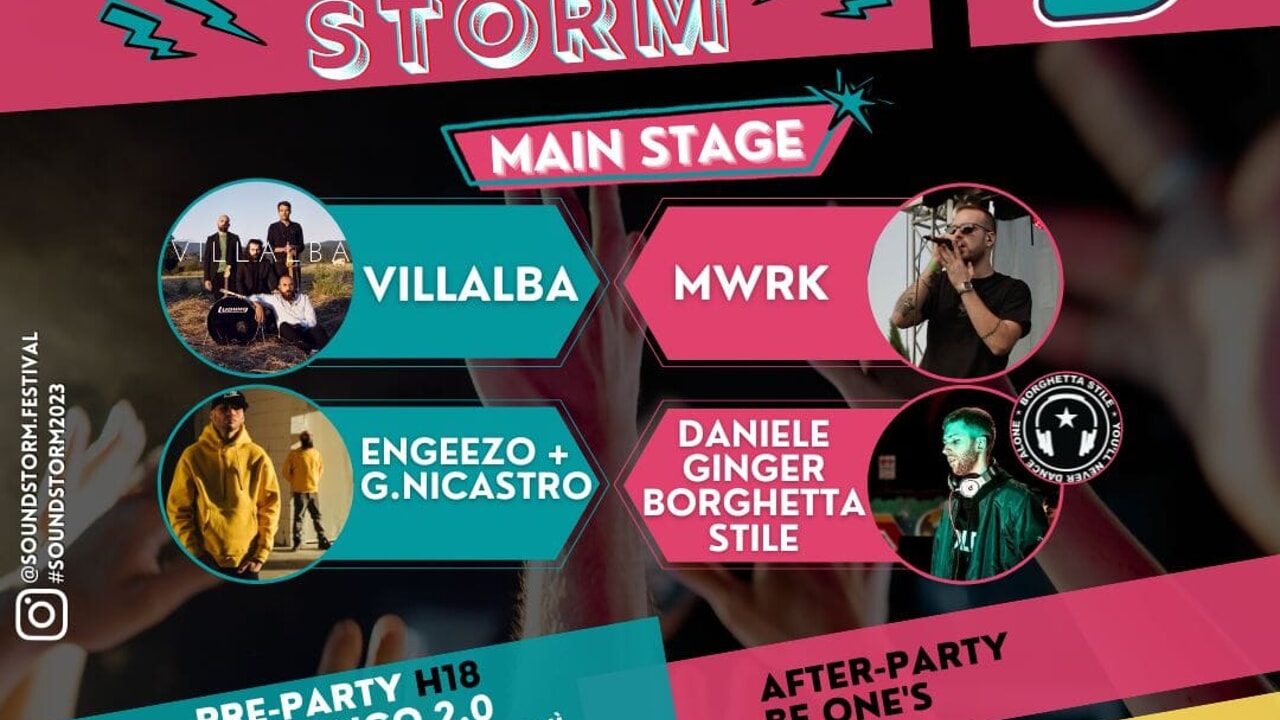 Concerto di Sound Storm ad Arezzo con artisti come Villalba, MWRK, Engeezo+G.Nicastro e Daniele Ginger di Borghetta Stile.