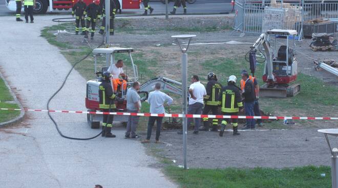 fuga di gas al cantiere per il padiglione dei Games