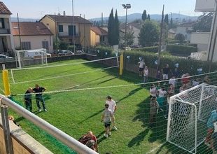 Inaugurato nuovo spazio del campetto parrocchiale, gioco e sport al giardino dell'oratorio di Poggio.
