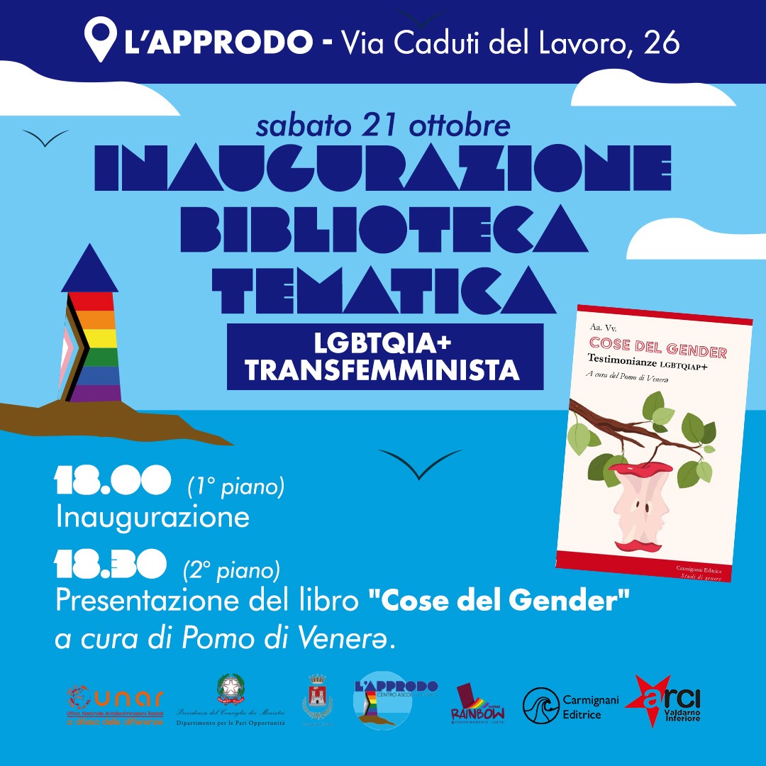 Inaugurazione della biblioteca LGBTQIA+ e transfemminista presso il Centro Ascolto l'Approdo.