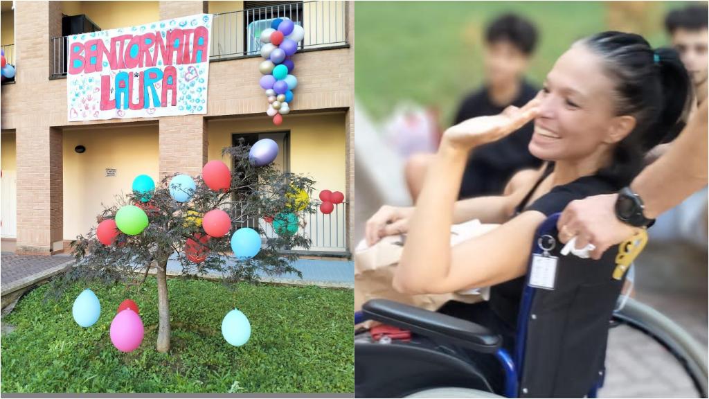 Laura, amputata dopo un incidente, torna a casa per celebrare la festa del condominio.