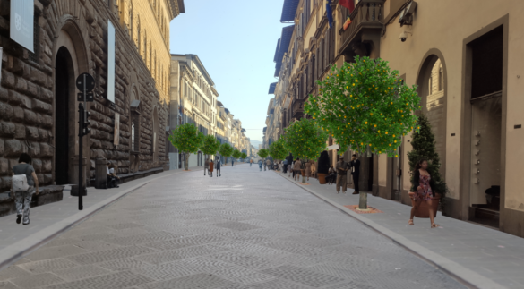 Lavori per il progetto di cambiamento della via Cavour a Firenze, un nuovo look per la città.