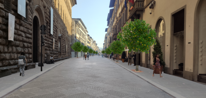 Lavori per il progetto di cambiamento della via Cavour a Firenze, un nuovo look per la città.