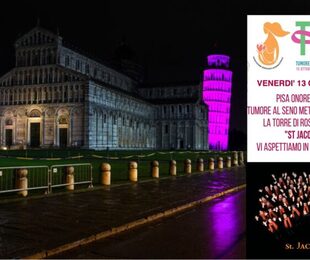 Pisa's leaning tower glows pink for National Metastatic Breast Cancer Day