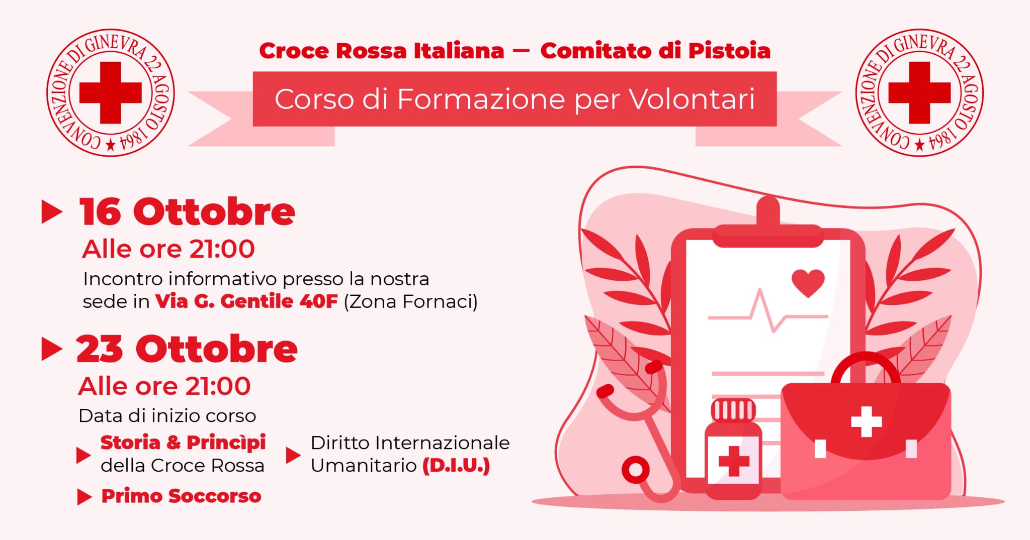 Primo accesso alla Croce Rossa Italiana, Corso di base presso CRI Pistoia