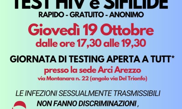 Test HIV, sifilide gratuiti nella sede Arci Arezzo, rapidi e anonimi.