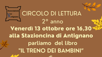 Venerdì 13 ottobre, circolo di lettura ad Antignano presenta "Il treno dei bambini" alla Stazioncina.