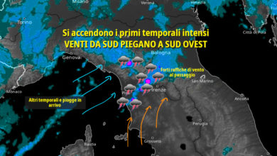 Aggiornamenti meteo Toscana, forti temporali lungo la linea Livorno-Pisa-Firenze-Prato.
