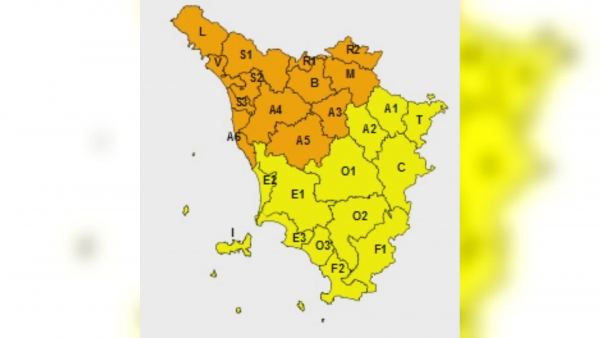 Allerta arancione per il meteo nel centro-nord Toscana