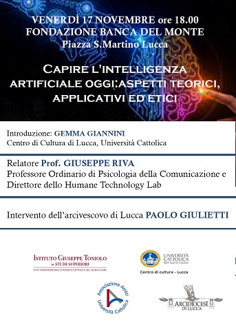 ". "Capire l'intelligenza artificiale, aspetti teorici, applicativi ed etici con Gemma Giannini e Giuseppe Riva".