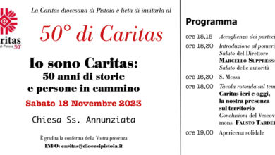 Caritas Pistoia festeggia 50 anni - ToscanaOggi, celebrazione sabato.