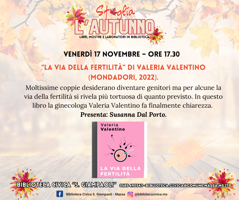 Presentazione libro La Via della fertilità di Valeria Valentino alla biblioteca Giampaoli di Carrara.