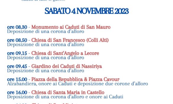 Programma di celebrazione Giornata unità nazionale e forze armate a Signa - Piana Notizie