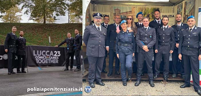 Stand della Polizia Penitenziaria al Lucca Comics nel 2023.