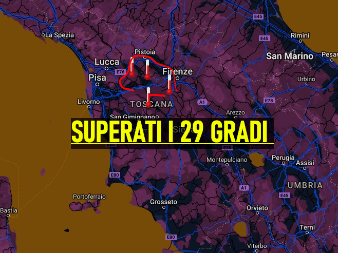 OLTRE I 29 GRADI TRA FIRENZE, PISTOIA E LUCCA - DOMANI I MASSIMI - meteo Toscana flash » Meteo Toscana